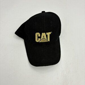 CAT Caterpillar Black Gold Embroidered Logo VIP Adjustable Baseball Cap Hat